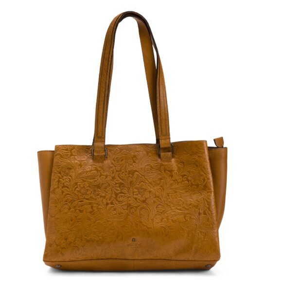 WILD WEST Tan Leather Triple Entry Satchel With Side Wings - Picture 1 of 2